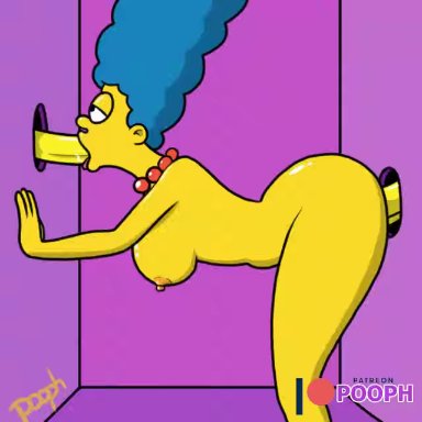 ahe gao, animated, animated gif, bart simpson, blue hair, deep penetration, deepthroat, face fucking, gangbang, glory hole, marge simpson, milhouse van houten, pooph, sound, spitroast