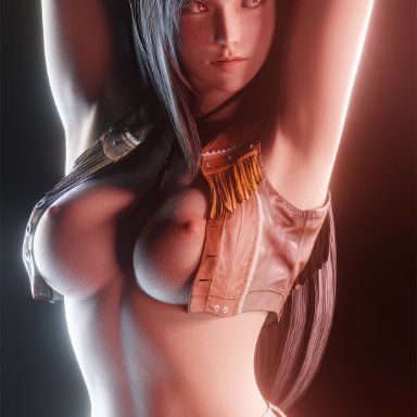 3d, ass, black hair, blender, breasts, cowboy hat, final fantasy, final fantasy vii, final fantasy vii remake, jul3dnsfw, long hair, nsfw, nude, nude female, red eyes