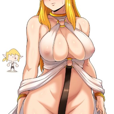 1boy, 1female, 1girls, 1male, ass, belt, big ass, big breasts, blonde hair, breasts, breath of the wild, celestine lucross, celestine lucross (cosplay), choker, curvy