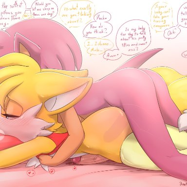 2 tails, 2020, amy rose, anal, anal sex, anthro, anthro on anthro, ass, black nose, blue eyes, blush, bodily fluids, breasts, canid, canine