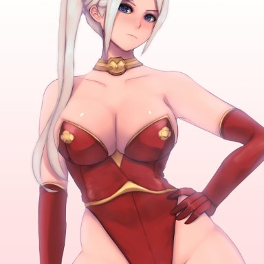 1girls, bare shoulders, bare thighs, big breasts, blue eyes, bunny ears, bunny girl, bunnysuit, cleavage, collarbone, edelgard (fire emblem), edelgard von hresvelg, female only, fire emblem, fire emblem: three houses