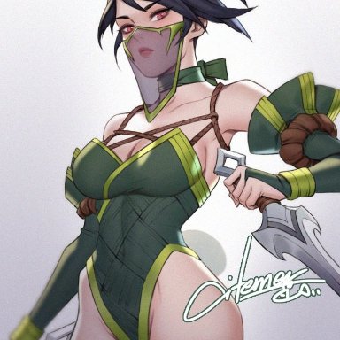 akali, black hair, citemer, female, league of legends