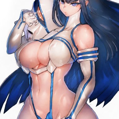 1girls, big breasts, breasts, cleavage, female, female only, fumio (rsqkr), kill la kill, kiryuuin satsuki, large breasts, looking at viewer, solo, thick thighs, wide hips