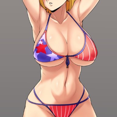 1girls, android 18, breasts, cleavage, dragon ball, dragon ball z, female, female only, huge breasts, jmg, large breasts, solo