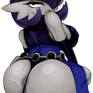 1girls, anthro, anthrofied, ashraely, ass, big ass, big breasts, bottom heavy, breasts, dc, eye contact, female, gardevoir, grey skin, large ass