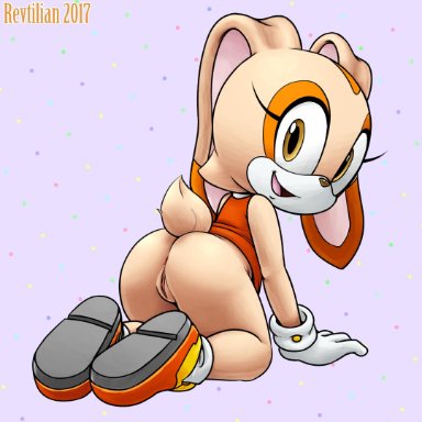 1girl, all fours, ass, cream the rabbit, female, pussy, revtilian, sega, sonic (series), sonic the hedgehog (series), soubriquetrouge, tagme