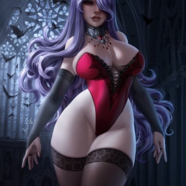 1girls, bare shoulders, bare thighs, bat, bats, big breasts, breasts, camilla (fire emblem), cleavage, curvaceous, curvy, female, female focus, female only, femdom