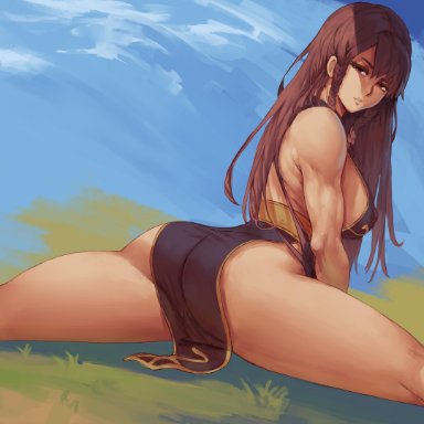 1girls, absurd res, alternate costume, alternate hairstyle, ass, backless outfit, bare shoulders, black dress, breasts, brown eyes, brown hair, capcom, chun-li, dress, erect nipples