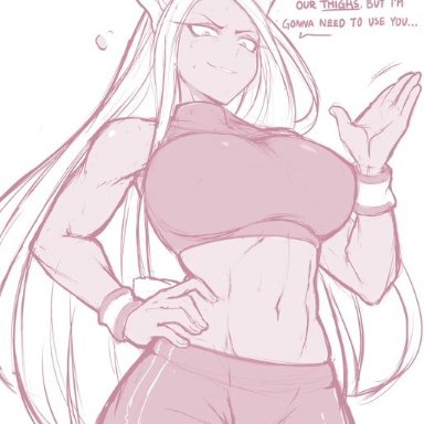 1girls, abs, bagelbomb, booty shorts, miruko, my hero academia, rumi usagiyama, solo, sports bra, tagme, thighs