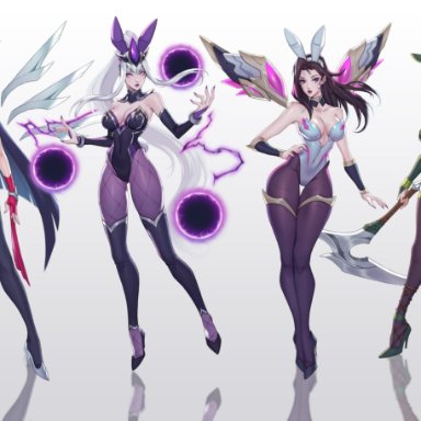 akali, bunnysuit, camille, citemer, irelia, kai'sa, league of legends, luxanna crownguard, syndra, tagme