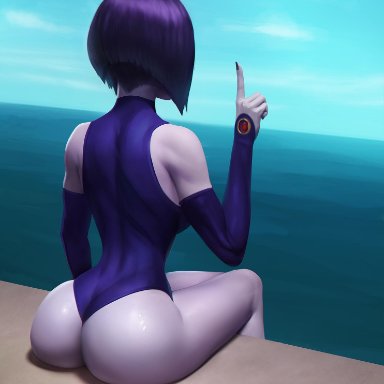 1girls, ass, back muscles, big ass, dc, evulchibi, female, female only, raven, realistic, teen titans, thick thighs, wide hips