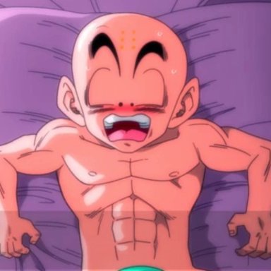 1girls, 2boys, almost caught, animated, ass, bald, bed, big breasts, blue eyes, blue hair, blush, breasts, bulma briefs, censored, censored penis