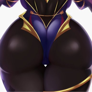 ass, ass focus, big ass, genshin impact, huge ass, mona (genshin impact), tights, twintails, wide hips