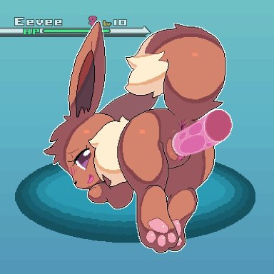 animated, anthro, brown fur, camotli, cum, cum in pussy, cum inside, eevee, pokemon, pokémon (species), tail, vaginal penetration