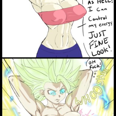 armpits, arms behind head, arms up, biceps, big breasts, black hair, breast enlargement, breast expansion, breast inflation, breasts, busty, caulifla, dragon ball, dragon ball super, female