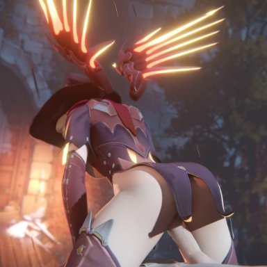 1boy, 1girls, 3d, alternate costume, animated, ass, big ass, blender, breasts, bwc, Dreamrider, erection, looking at viewer, looking back, mercy