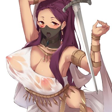 1girl, 1girls, bare thighs, breasts, brown eyes, cleavage, commission, covered nipples, dancer, dancer outfit, female, fire emblem, fire emblem: three houses, flugel (kaleido scope-710), highres
