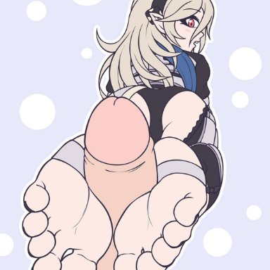 1girls, ass, barefoot, big ass, black panties, corrin (fire emblem), corrin (fire emblem) (female), feet, fire emblem, fire emblem fates, foot fetish, foot focus, footjob, lewdsaiga, long hair