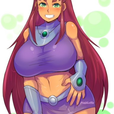 1girls, abstract background, alien girl, alien humanoid, big breasts, big butt, blushing, breasts bigger than head, brown hair, commission, commission art, cute, dark skin, dat ass, dc