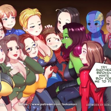 11girls, 1boy, african, alien girl, american, ara ara, ass, ass up, aunt and nephew, aunt may, avengers, avengers: endgame, bald, bald female, big ass