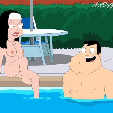 4 fingers, 4 toes, american dad, black eyes, black hair, breasts, dad, daughter, father, gp375, hayley smith, headband, naked, necklace, nipples