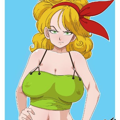 bad launch, blonde hair, dragon ball, green eyes, huge breasts, launch, sumirei