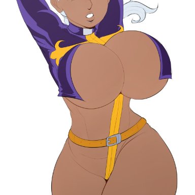 1girls, arms behind head, big breasts, colored, dark skin, dark-skinned female, detnox, enrico pucci, functionally nude, gray hair, hands behind head, hourglass figure, huge breasts, jojo's bizarre adventure, mostly nude