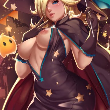 1girls, breasts, exlic, female, female only, nintendo, nipples, princess rosalina, solo, solo focus, super mario bros., super mario galaxy