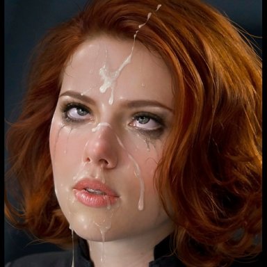 1girls, artist signature, black widow, clothed female, clothing, cum, cum on face, cum out nose, justsomenoob, marvel, realistic, rolling eyes, runny makeup, scarlett johansson, tagme