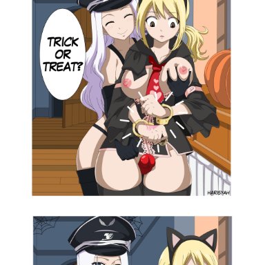 brandish mew, broom, bunnysuit, cat ears, cop, costume, cowgirl, cowgirl position, cuffs, cunnilingus, dancer, doggy style, double dildo, eclair (fairy tail), erza scarlet