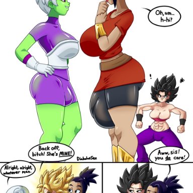 3futas, angry, ass, balls, big ass, big balls, big breasts, big bulge, big penis, breasts, bulge, caulifla, cheelai, diabolussex, dragon ball