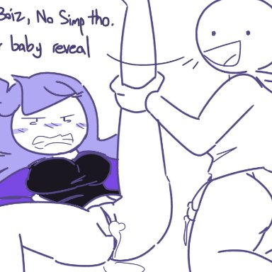 after sex, angry, angry face, blush, bottomless, cum, cum drip, cum in pussy, cum inside, cumdrip, dialogue, implied impregnation, impregnation, jaiden, jaiden animations