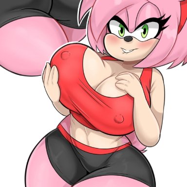 1girls, amy rose, anthro, ass, big ass, big breasts, bmayneart, breasts, erect nipples, female, female only, furry, huge breasts, large breasts, nipples