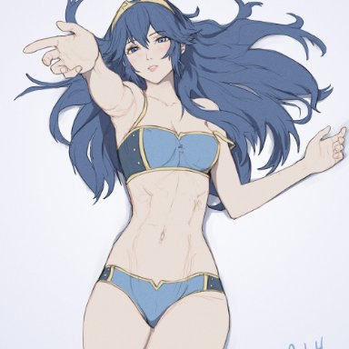 1girl, 1girls, blue eyes, blue hair, blue panties, blush, bra, breasts, cleavage, collarbone, cowboy shot, eyebrows visible through hair, female, fire emblem, fire emblem awakening