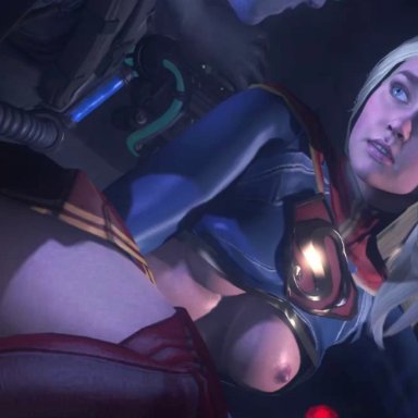 3d, ahegao, ambrosine92, animated, batcave, batman (series), big ass, big breasts, big butt, blonde, blondie, blue eyes, boots, breasts, breasts outside