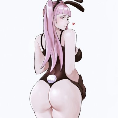 animal ears, artist name, ass, back view, bangs, big ass, big breasts, bunny ears, bunny girl, bunny tail, bunnysuit, female, fire emblem, fire emblem: three houses, gloves