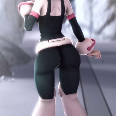 1girls, 3d, animated, ass, ass shake, big ass, female, female only, greatm8, himiko toga, looking at viewer, looking back, my hero academia, ochako uraraka, solo