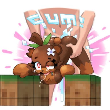 ahe gao, ass, bear, bear ears, bia (slipperyt), big breasts, breasts, brown fur, cum, cum inside, drooling, eyelashes, flower, flower in hair, from behind