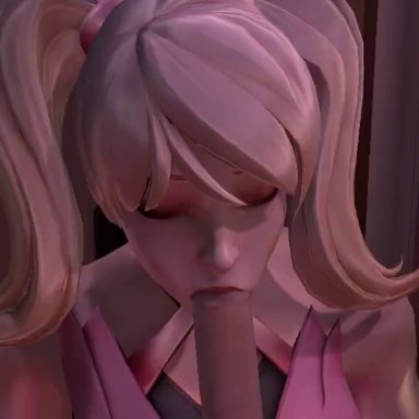 3d, angela ziegler, animated, blonde, blonde hair, blowjob, blue eyes, clothed, eyes closed, looking at viewer, makeup, mercy, oral, oral sex, overwatch