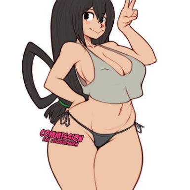 busty, female, female focus, female only, hourglass figure, jakuson z, my hero academia, pinup, pinup pose, pose, posing, solo, tagme, tsuyu asui, wide hips