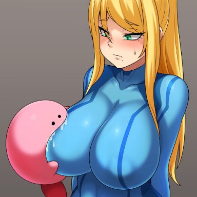 1girls, ass, big ass, big breasts, breasts, female, jmg, kirby, kirby (series), metroid, nintendo, samus aran