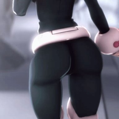 1girls, animated, ass, ass focus, ass shake, belt, big ass, bodysuit, boots, dancing, female, from behind, greatm8, hero outfit(mha), my hero academia