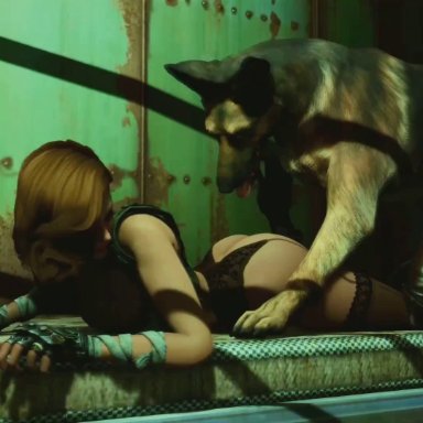3d, animated, bestiality, bethesda softworks, bra, breasts, canid, canine, cock, creampie, dogmeat, domestic dog, duo, fallout, fallout 4