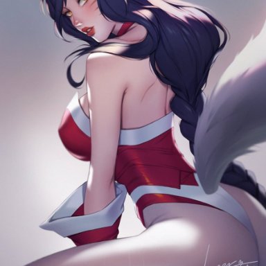 ahri, black hair, boobs and butt pose, bunnysuit, citemer, female, league of legends, yelllow eyes