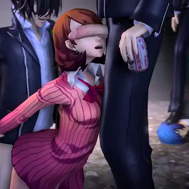 amateurthrowaway, ambiguous penetration, animated, atlus, brown hair, clothed female nude male, cuckold, from behind, penis on face, persona, persona 3, sound, webm, yukari takeba