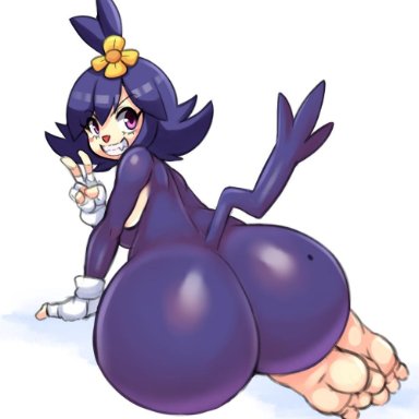 1girls, animaniacs, animaniacs (2020), anthro, ass, ass focus, big ass, bottom heavy, breasts, dot warner, fat ass, feet, fingerless gloves, flower, flower in hair