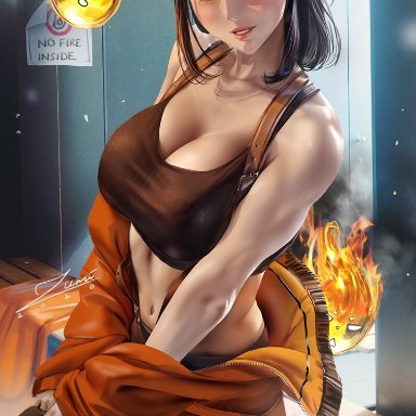 1girls, big breasts, breasts, cleavage, female, female only, fire force, large breasts, muscles, muscular, muscular female, oze maki, solo, zumi