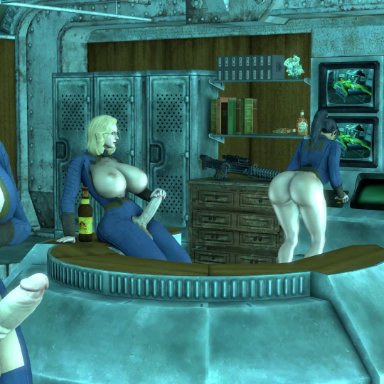 1girls, 2futas, 3d, animated, ass, balls, big ass, big breasts, big penis, bioshock, bioshock infinite, blonde hair, breasts, bwc, clothed