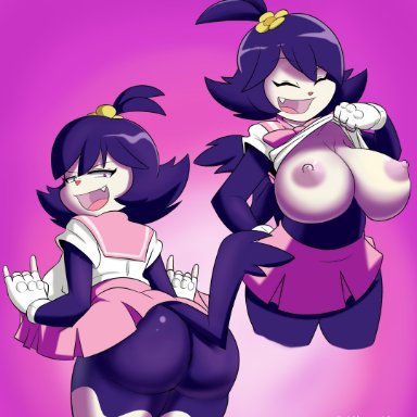 1girls, animaniacs, animaniacs (2020), anime dot, anthro, ass, big ass, big breasts, breasts, busty, cleavage, cute fang, dat ass, dot warner, female