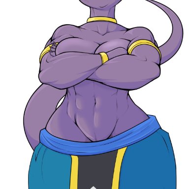 abs, anthro, beerus, big breasts, breasts, clothing, danonymous, domestic cat, dragon ball, dragon ball super, ear piercing, feline, female beerus, femenine, genderswap